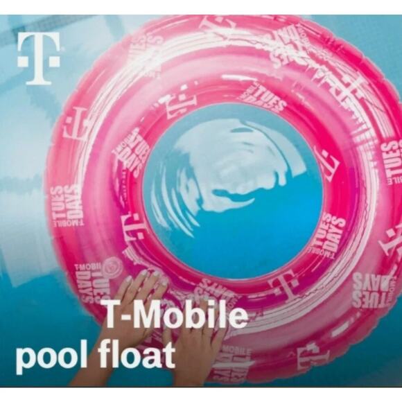 T-Mobile Tuesdays Logo Pink & Transparent Inflatable Pool Ring Float Tube - New - Picture 2 of 13